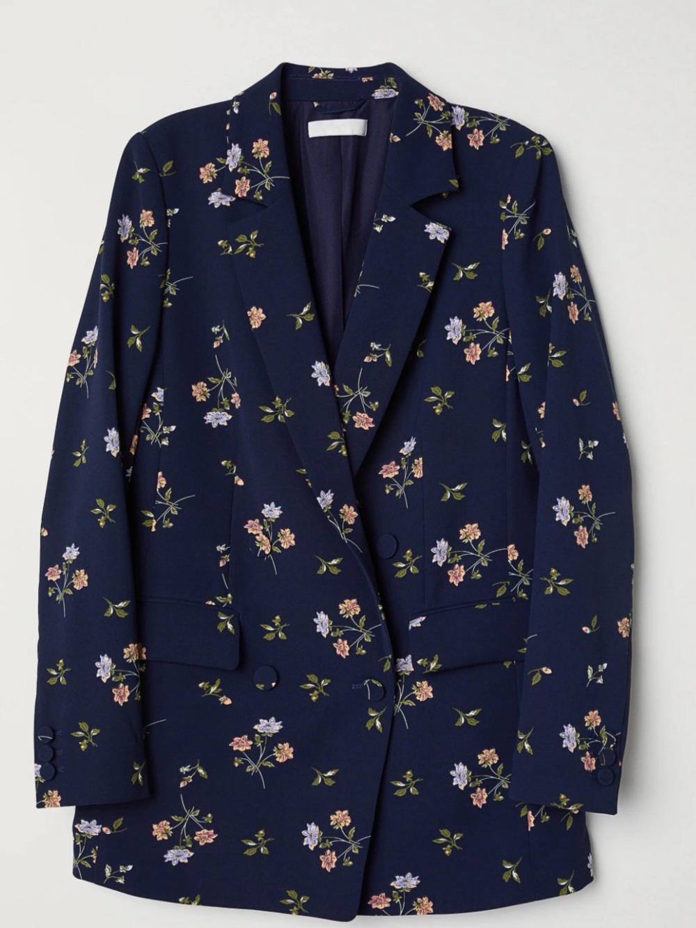 H&M Navy Floral Double-Breasted Blazer